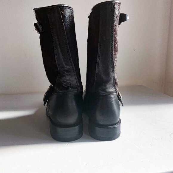 Frye Black Leather Cow skin Mid Calf Boots 6.5B Mexico - Picture 3 of 8